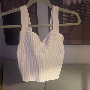 Abercrombie & Fitch White Ribbed Crop Top